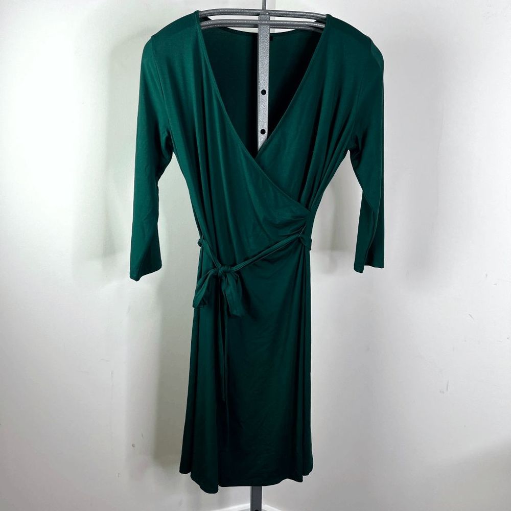 Talbots Green Faux Wrap Dress Size Medium